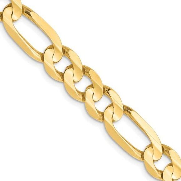 10K Gold Solid Concave Figaro Chain, 24 inches long and 6.75mm wide - Picture 4 of 4